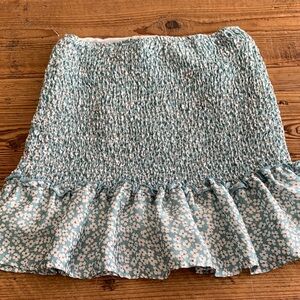 Smocked Floral Ruffle Mini Skirt